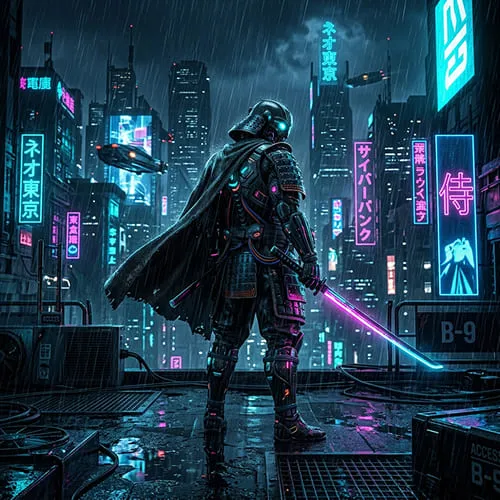 Cyberpunk samurai mobile wallpaper 4K